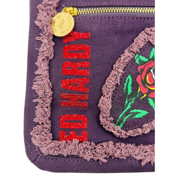 Vtg Y2K Ed Hardy Purple Crossbody Bag | Indie Sleaze Grunge Streetwear Urban 90s - Picture 5 of 15